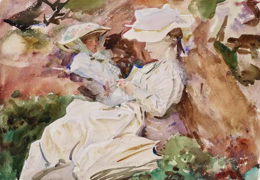 Simplon - Mrs Barnard and her Daughter Dorothy (ca. 1905–1915) by John Singer Sargent apercu