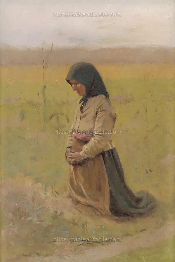 Study of a kneeling woman by László Mednyánszky apercu