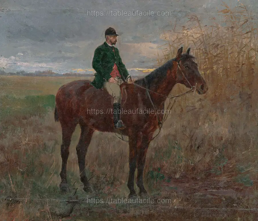Study of a rider on a horse by László Mednyánszky apercu