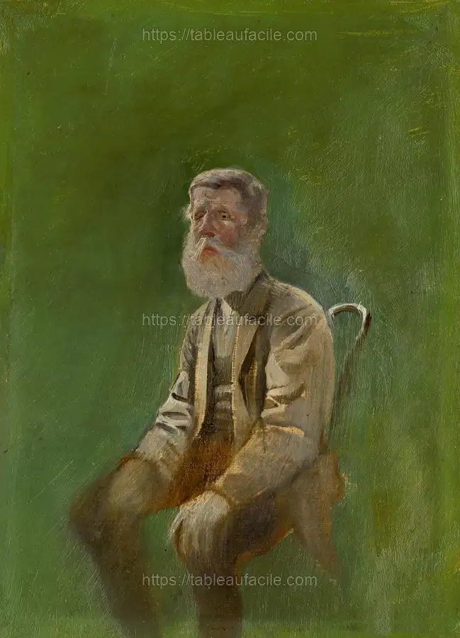 Study of a seated man by László Mednyánszky apercu
