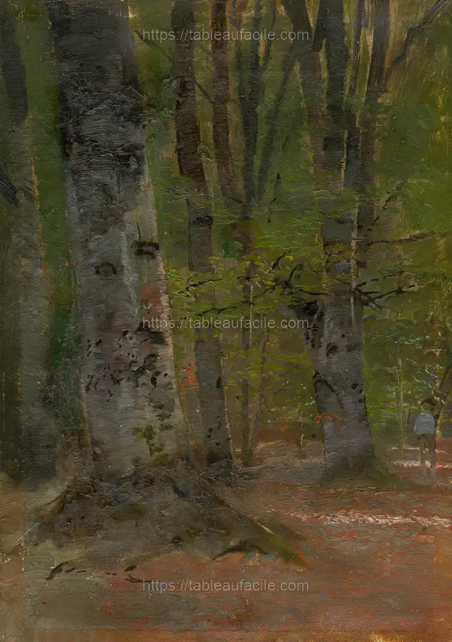 Study of forest interior by László Mednyánszky apercu
