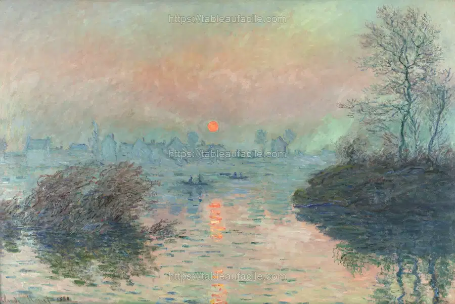 Sun setting on the Seine at Lavacourt (1880) Claude Monet apercu