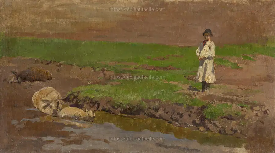Swineherd by László Mednyánszky apercu
