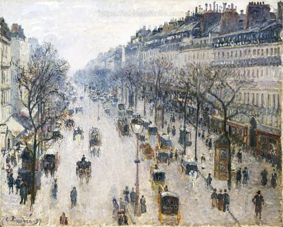 The Boulevard Montmartre on a Winter Morning (1897) by Camille Pissarro apercu