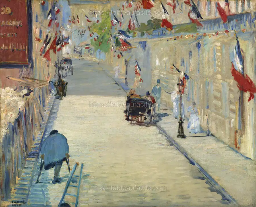 The Rue Mosnier with Flags (1878) Edouard Manet apercu