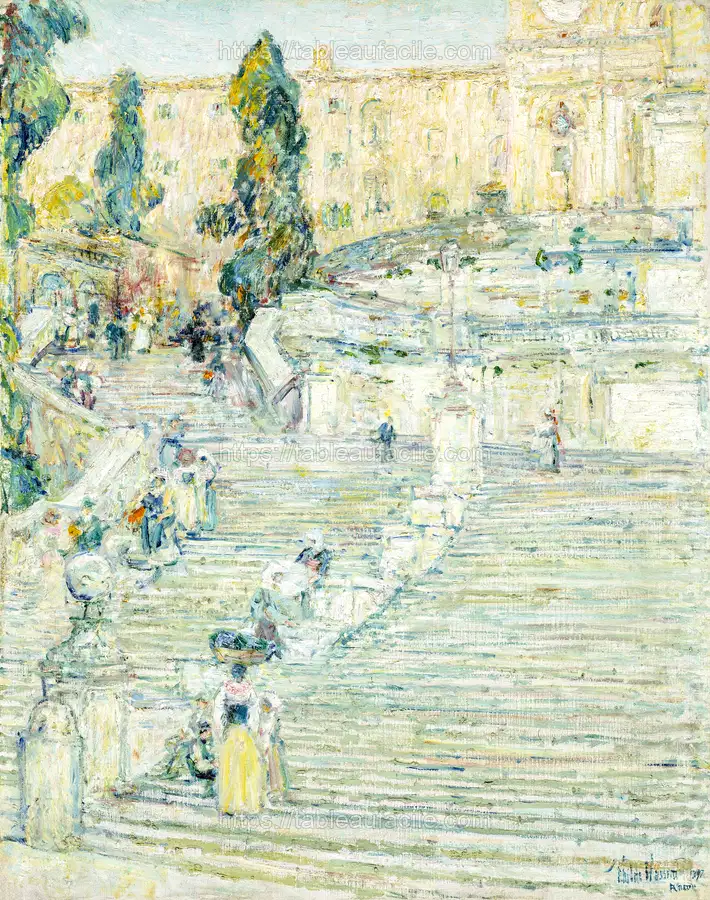 The Spanish Stairs, Rome (1987) by Frederick Childe Hassam apercu