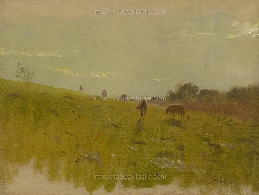 To the pasture by László Mednyánszky apercu