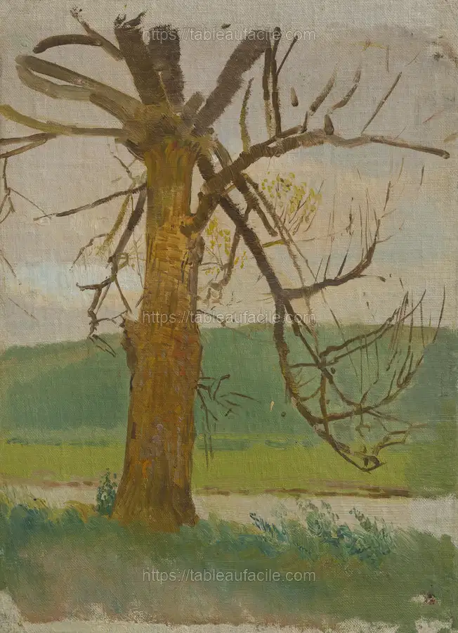 Tree by the river by László Mednyánszky apercu