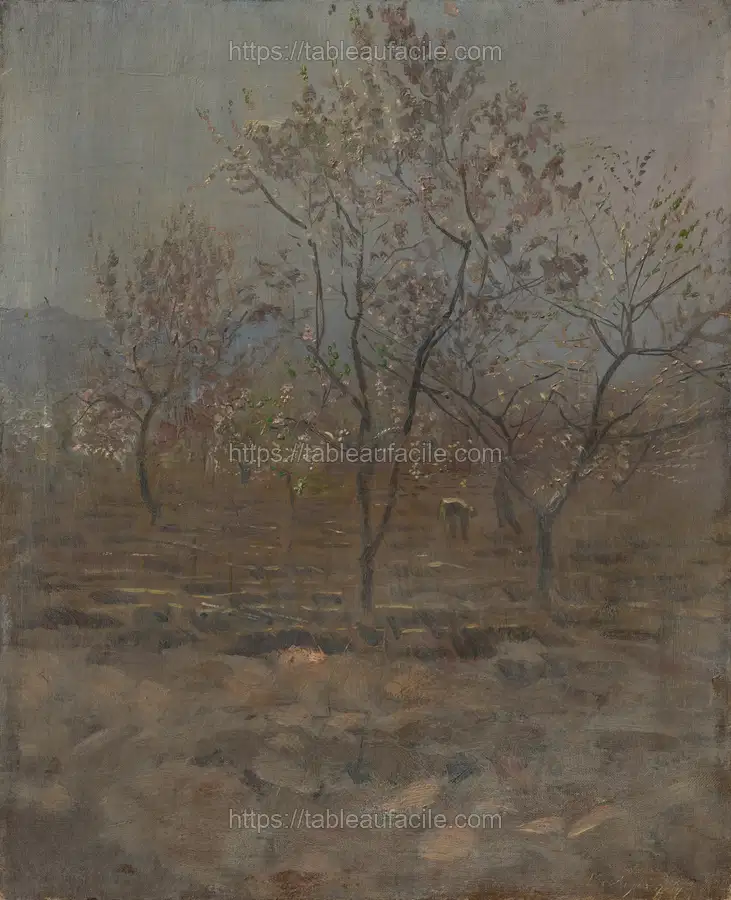 Trees in blossom by László Mednyánszky apercu