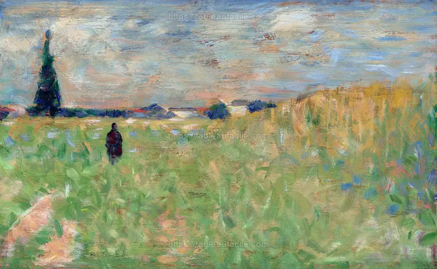 A Summer Landscape (1883) by Georges Seurat apercu