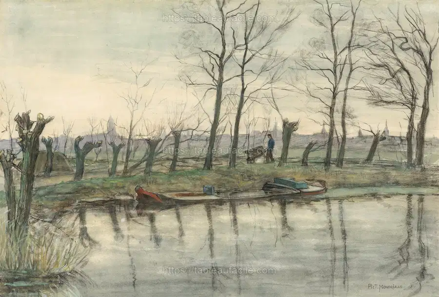 Amsterdam Skyline Viewed from the West (1899) painting in high resolution by Piet Mondrian apercu