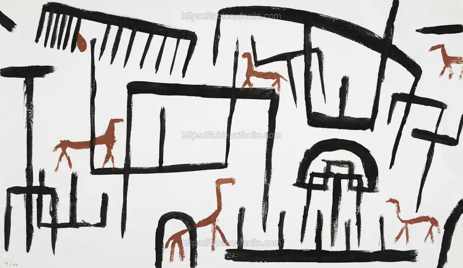 Animals in an Enclosure (1938) by Paul Klee apercu