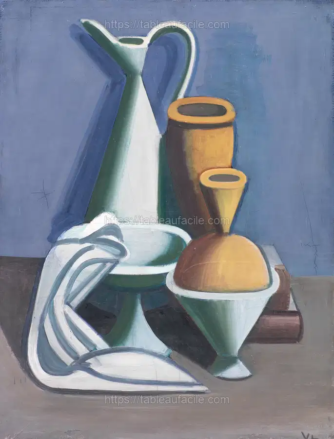 Arrangement with watering can, towel and jars by Vilhelm Lundstrøm apercu