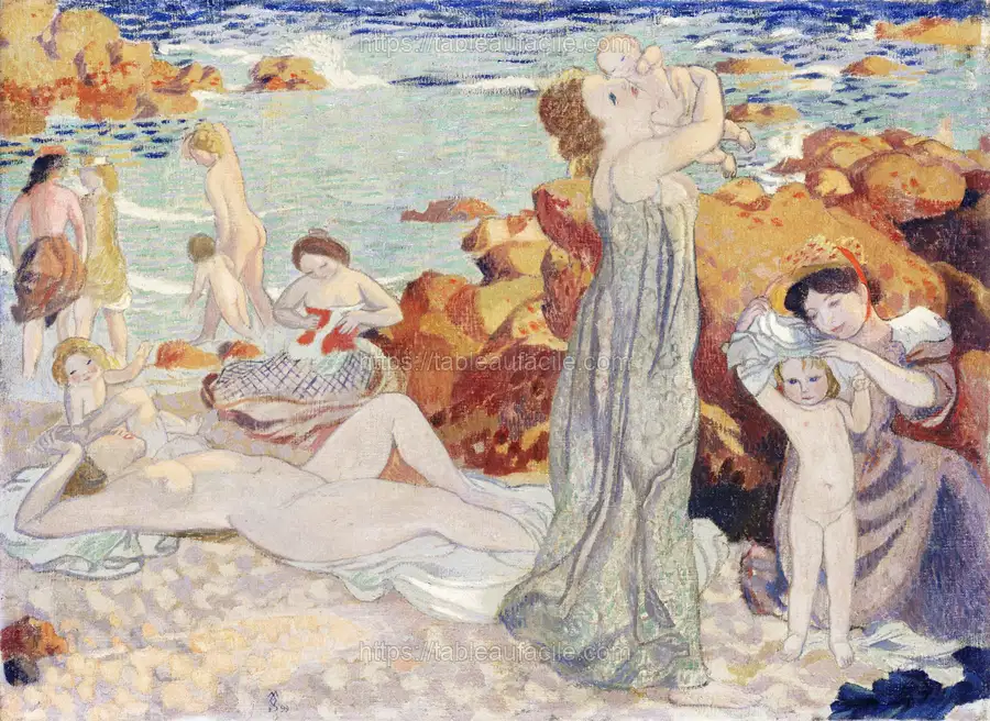 Bathers, Pouldu beach (Baigneuses, plage du Pouldu) (1899)  by Maurice Denis apercu