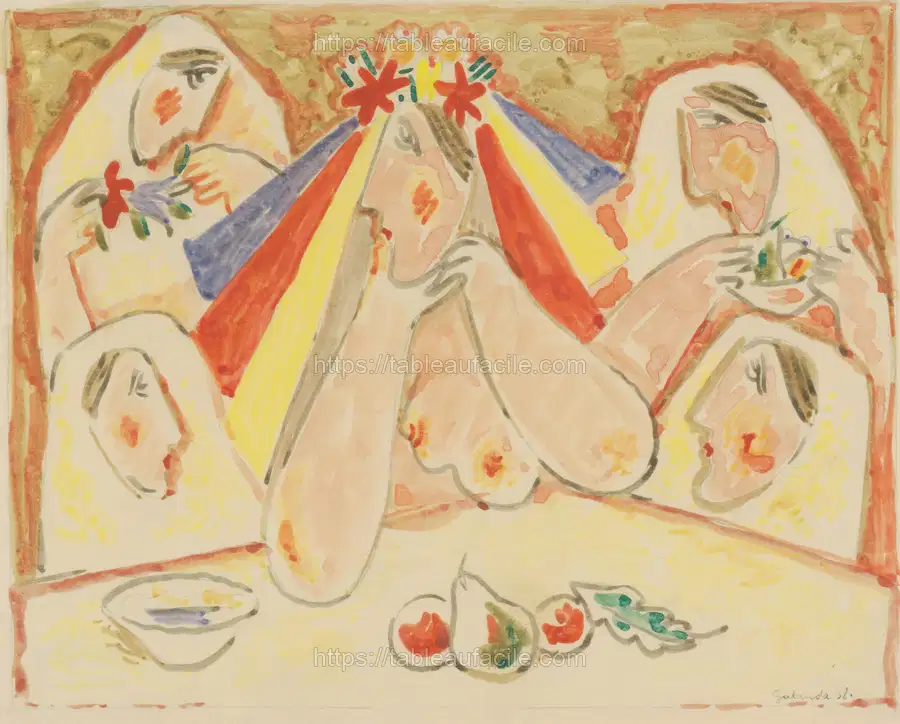 Bride (bride among bridesmaids) by Mikuláš Galanda apercu