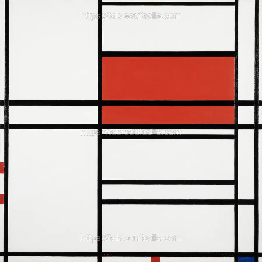 Composition No. 4 with red and blue (1938–1942)  Piet Mondrian apercu