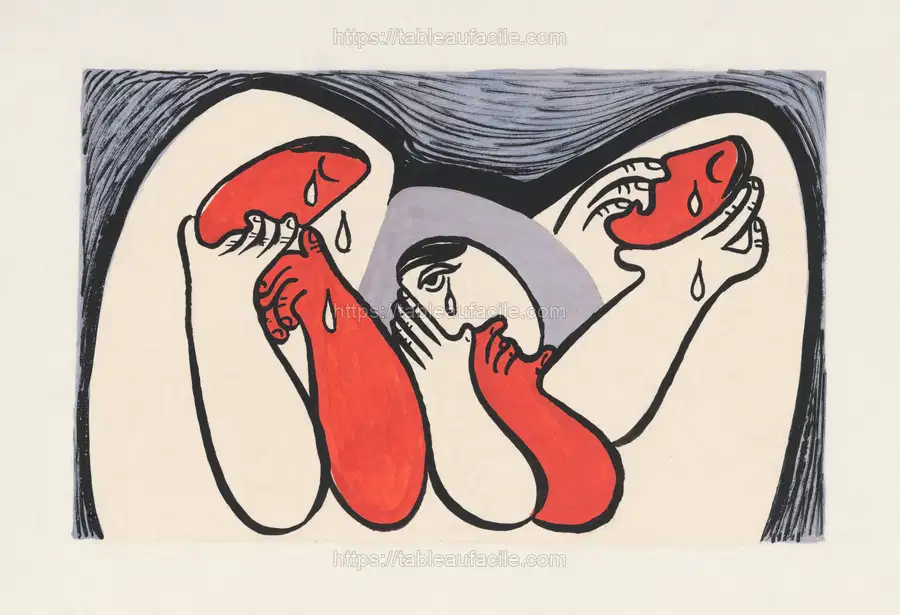 Crying women (1938), abstract painting by Mikulas Galanda apercu