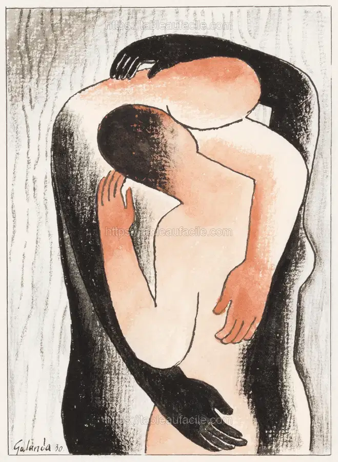 Embrace (1930) drawing by Mikulas Galanda apercu