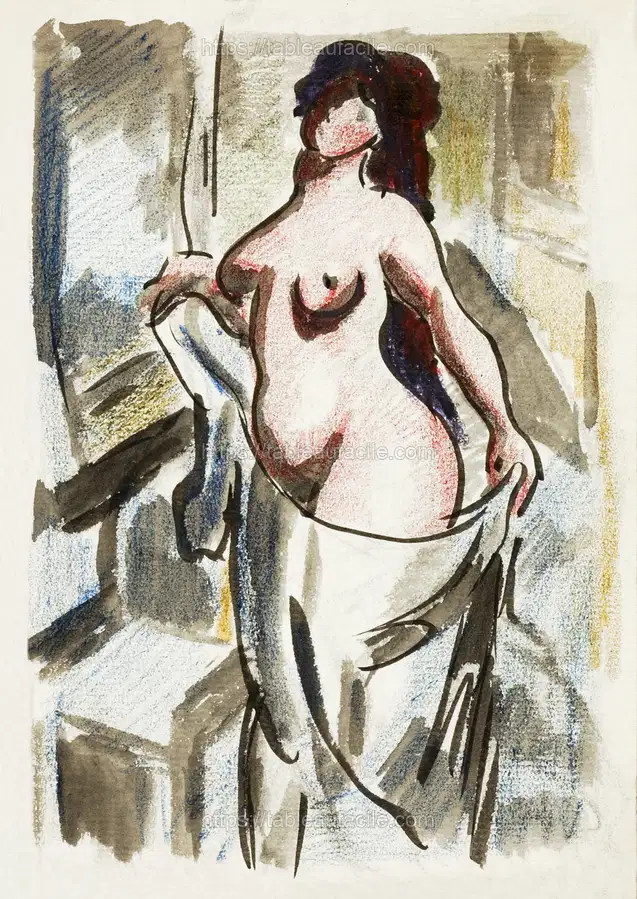 Female Nude with Drape by Carl Newman apercu