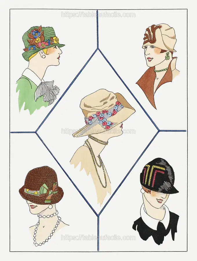 Five different women_s hats (1926) Jeanne Duc apercu