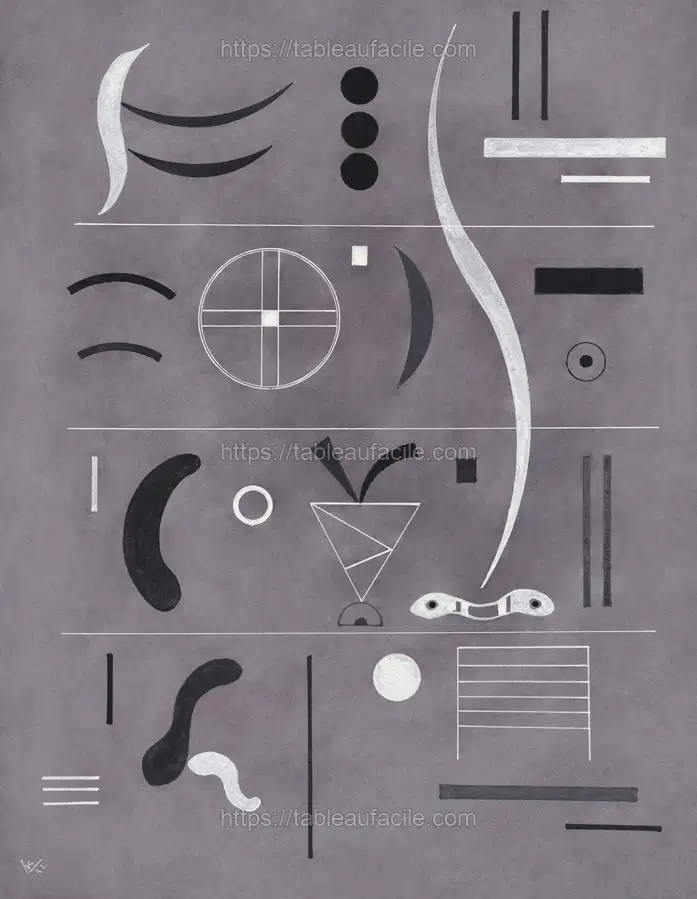 Four Parts (1932) drawing in high resolution by Wassily Kandinsky apercu