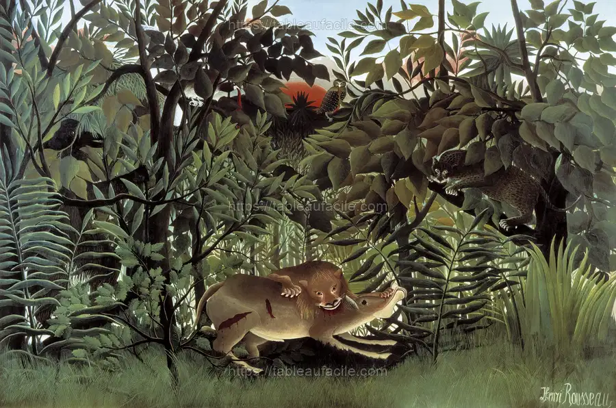 Henri Rousseau_s The Hungry Lion Throws Itself on the Antelope (1905) apercu