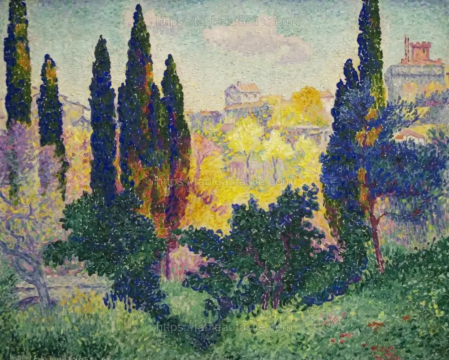 Henri-Edmond Cross, 1908, Les cyprès à Cagnes apercu