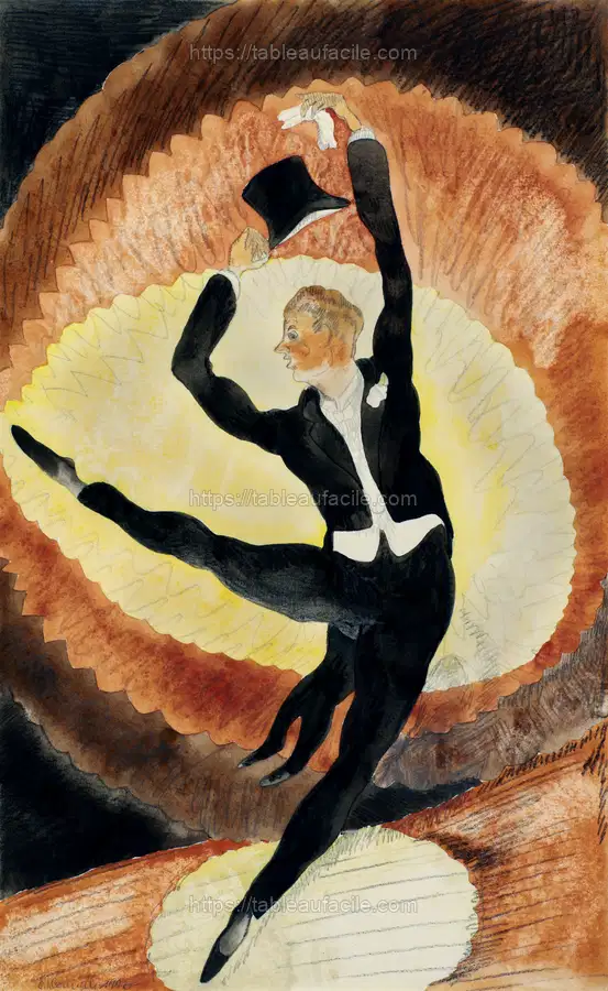 In Vaudeville Acrobatic Male Dancer with Top Hat (1920) painting in high resolution by Charles Demuth. apercu