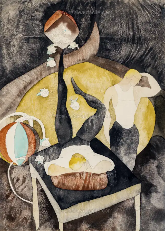 In Vaudeville Two Acrobat-Jugglers(1916) painting in high resolution by Charles Demuth apercu