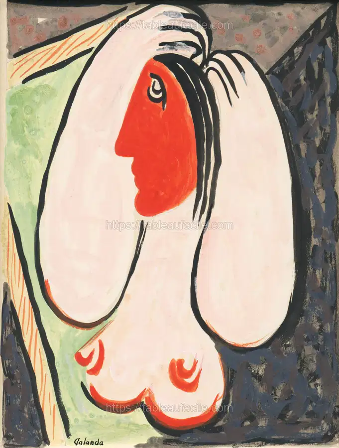 In front of a mirror (1937–1938), abstract woman illustration by Mikulas Galanda apercu