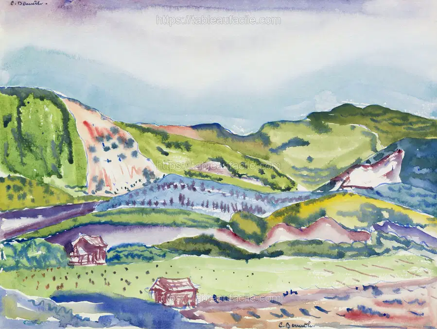 Mountain with Red House (ca. 1913)  Charles Demuth apercu