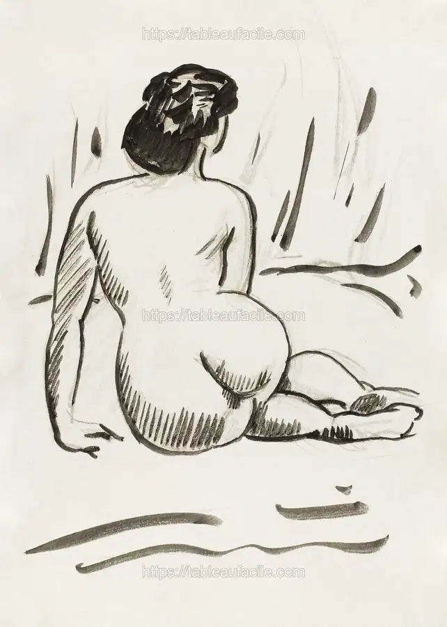 Naked woman showing her bottom. Seated Nude by Carl Newman apercu