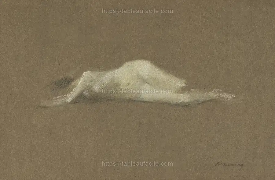 Nude Woman on Her Side by Thomas Wilmer Dewing apercu