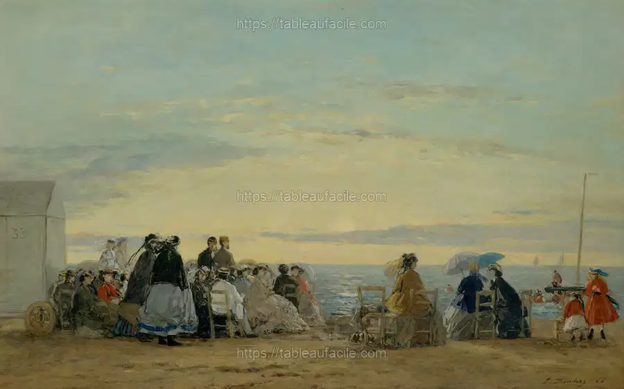 On the Beach, Sunset by Eugène Boudin apercu