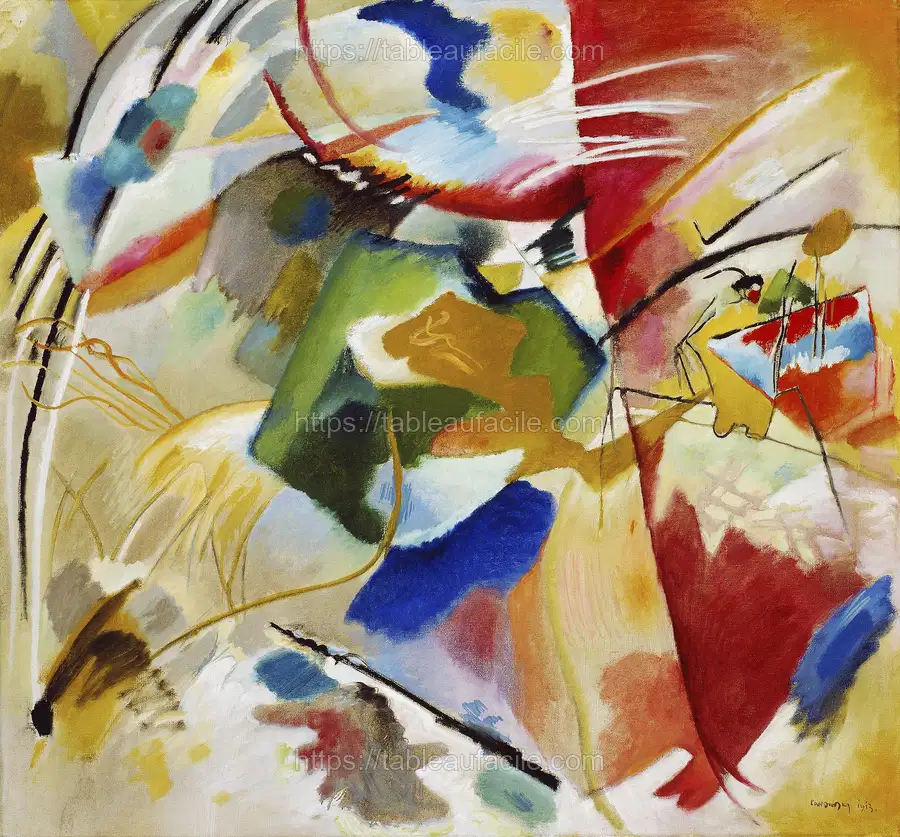 Painting with Green Center (1913) high resolution art by Wassily Kandinsky apercu