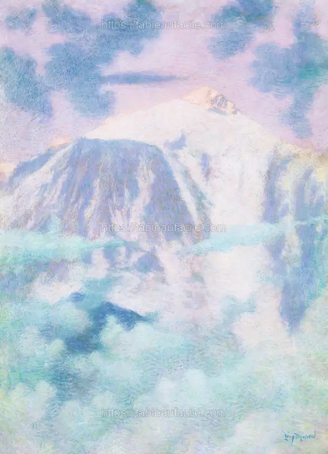 Pastel mountains dreamscape drawing. apercu