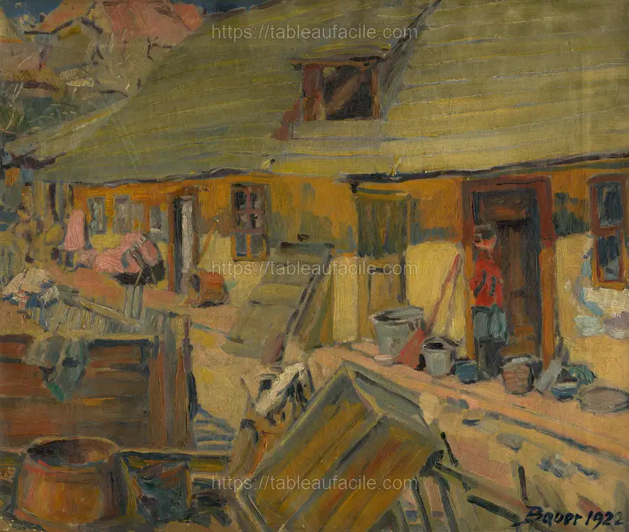 Peasant yard by Konštantín Bauer apercu