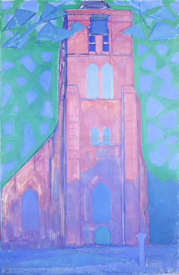 Piet Mondrian_s Church tower at Domburg (1911) apercu