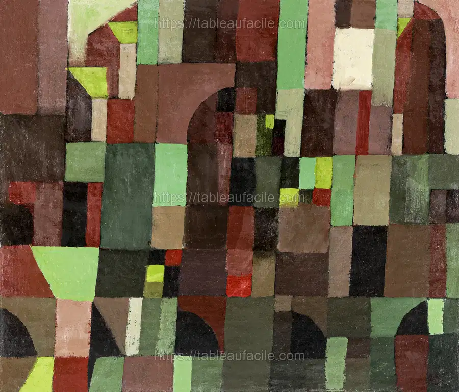 Red and Green Architecture (1922) by Paul Klee apercu