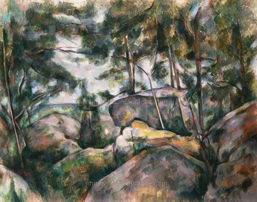 Rocks in the Forest (1890s) by Paul Cézanne apercu
