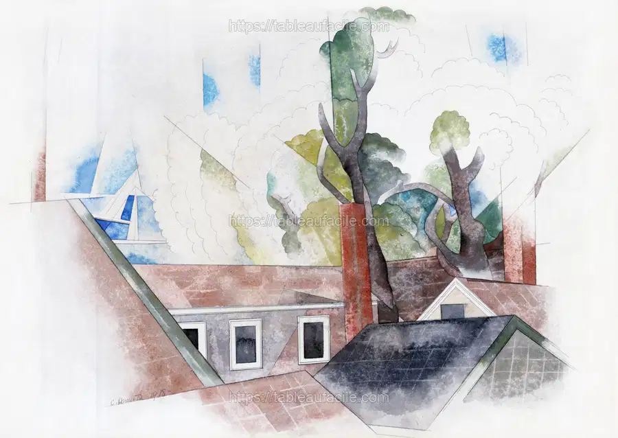 Rooftops and Trees (1918) by Charles Demuth apercu