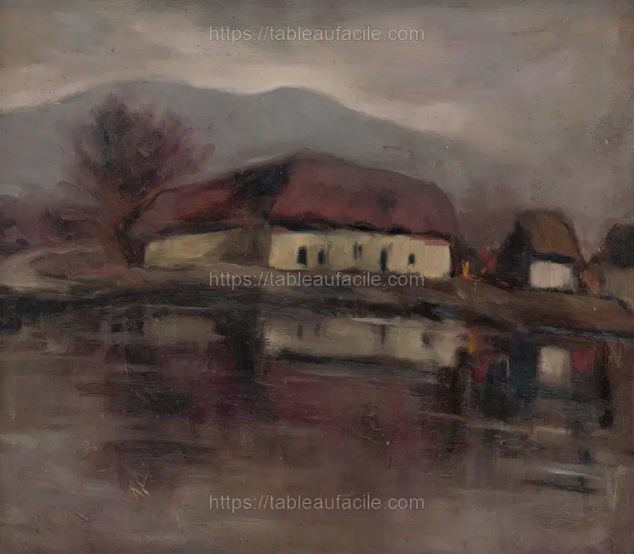 Sketch of a landscape with a lake by Zolo Palugyay apercu