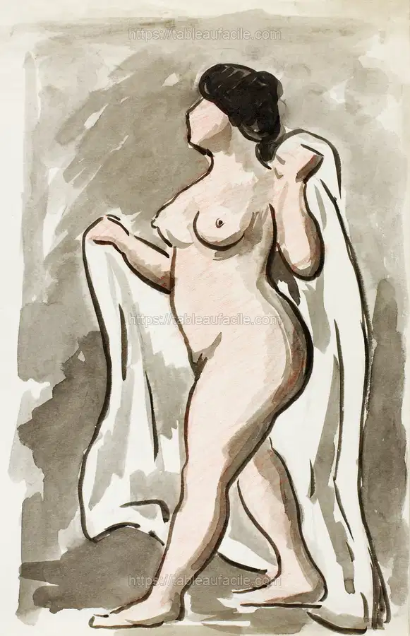 Standing Female Nude with Drape by Carl Newman apercu