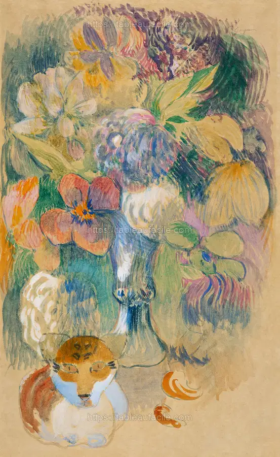 Still Life with Cat (ca. 1899) by Paul Gauguin apercu