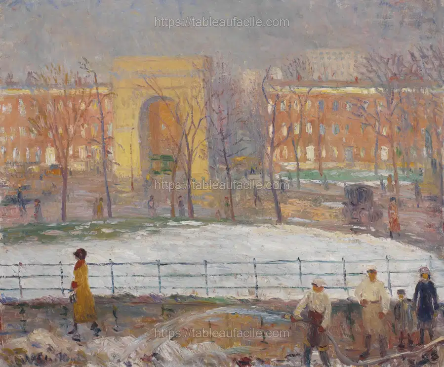 Street Cleaners, Washington Square by William James Glackens apercu