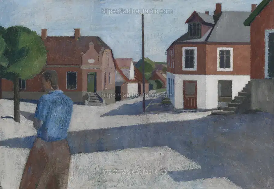 Street scene with figure by Erik Raadal apercu