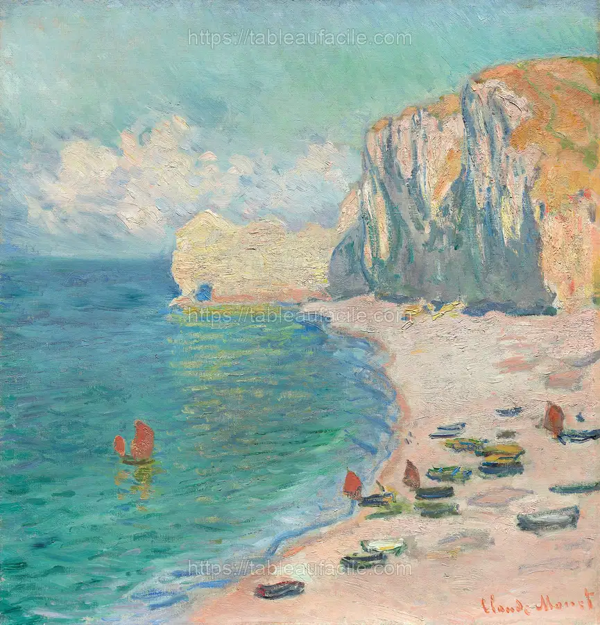 The Beach and the Falaise d_Amont (1885) by Claude Monet apercu