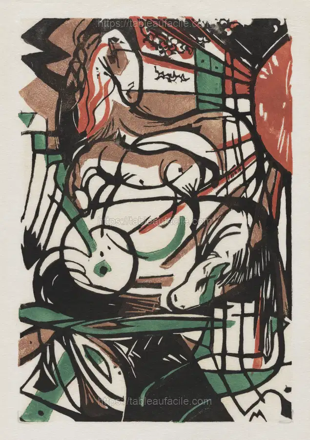 The Birth of Horses (1913) print in high resolution by Franz Marc apercu