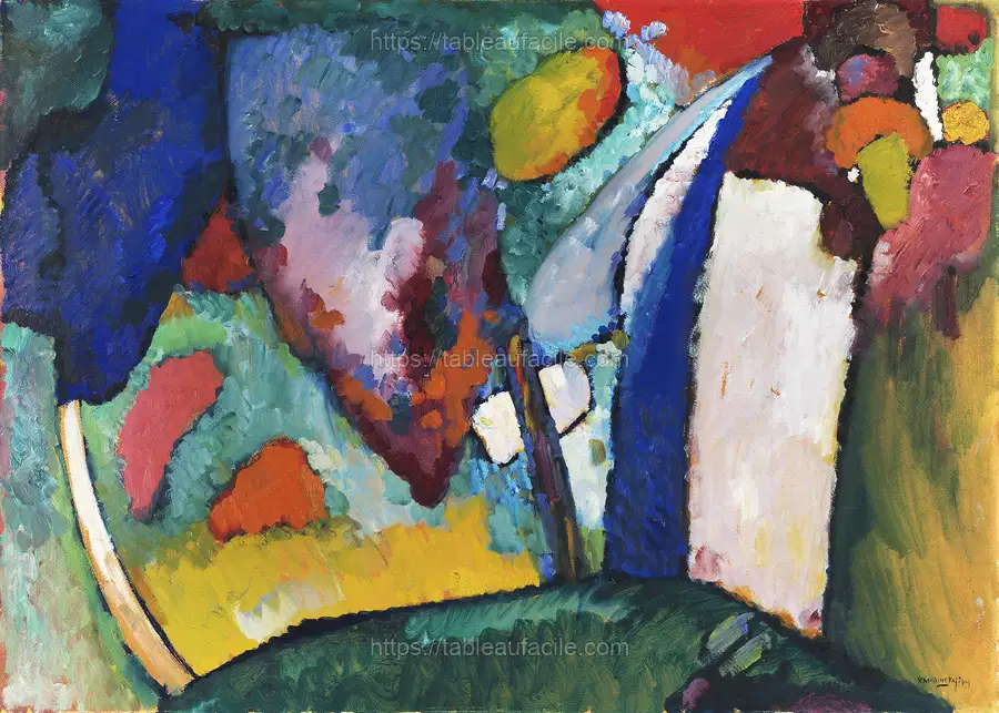 The Waterfall (1909) painting in high resolution by Wassily Kandinsky apercu