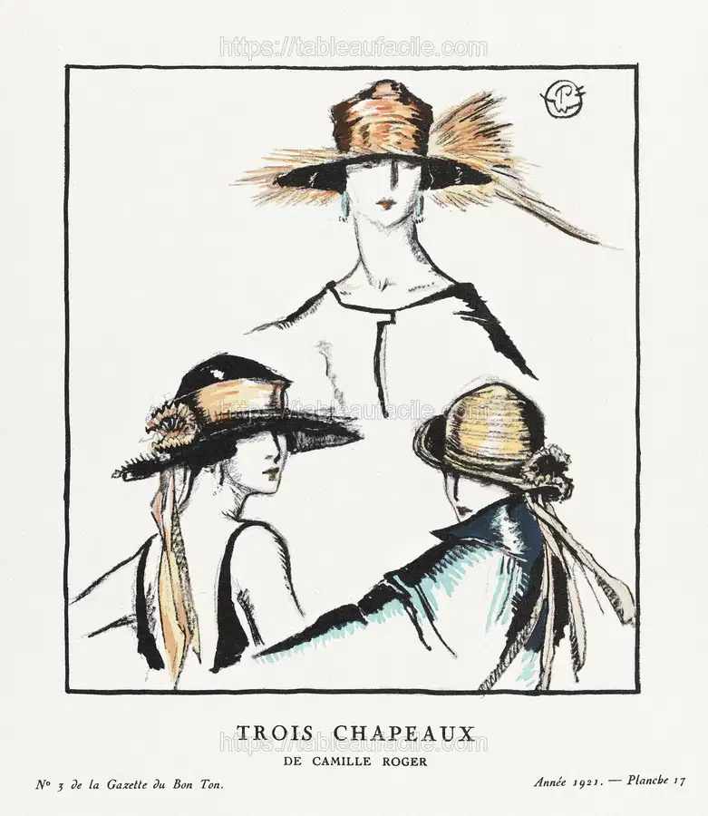 Trois chapeaux  De Camille Roger (1921) by Porter Woodruff apercu